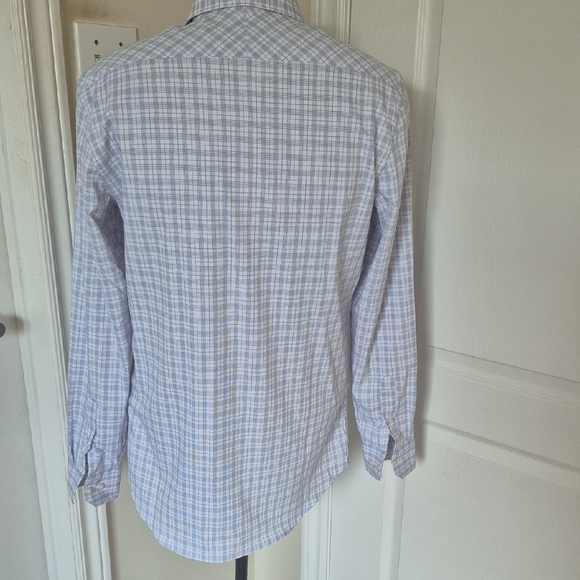 Perry Ellis Light Blue Plaid Button Down Shirt - Picture 5 of 16